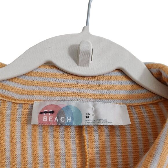 Free People Beach Better Days Top XS Orange Striped Boho Button-Up Oversized - Picture 2 of 10